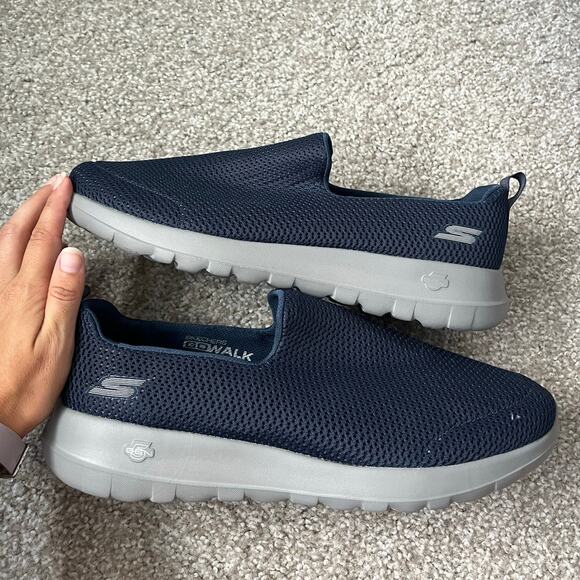 NWT Skechers Go Walk Max Wide Width Sneaker Slip On Comfort Navy Blue Size 11.5 - Picture 2 of 10
